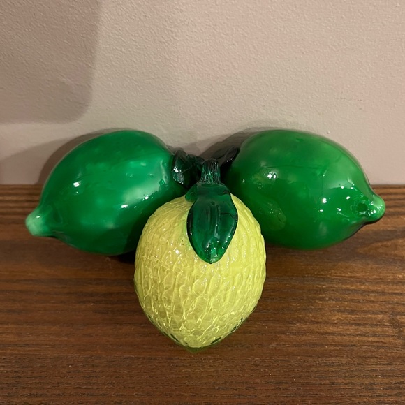 Murano Other - Hand Blown Art Glass Lemon and 2 limes With Green Glass Stem Murano style